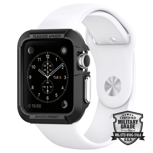 CAPA SPIGEN RUGGED ARMOR BLACK APPLE WATCH 1/2/3 42MM (SGP11496)