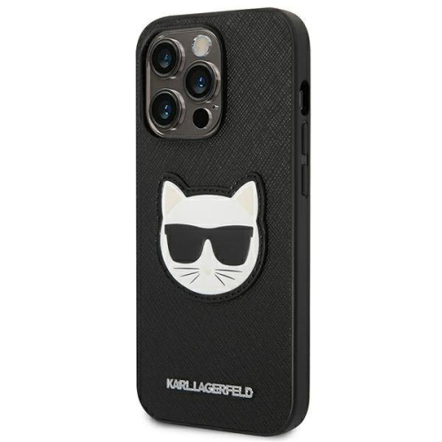 CAPA KARL LAGERFELD IPHONE 13 PRO KARL/CHOUPETTE HEAD LEATHER BLACK