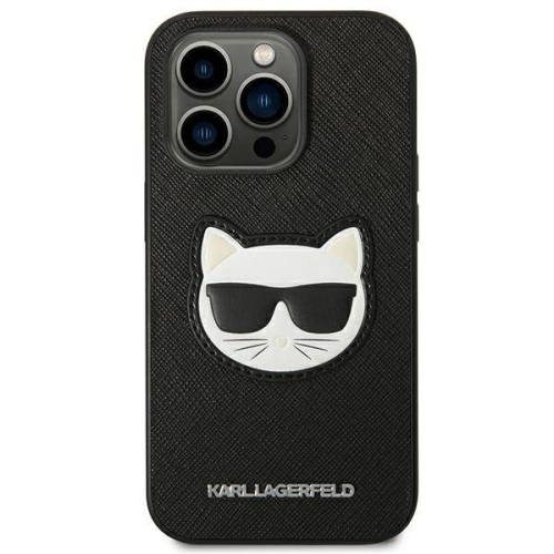 CAPA KARL LAGERFELD IPHONE 13 PRO KARL/CHOUPETTE HEAD LEATHER BLACK