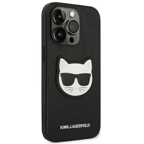 CAPA KARL LAGERFELD IPHONE 13 PRO KARL/CHOUPETTE HEAD LEATHER BLACK