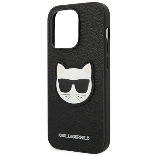 CAPA KARL LAGERFELD IPHONE 13 PRO KARL/CHOUPETTE HEAD LEATHER BLACK