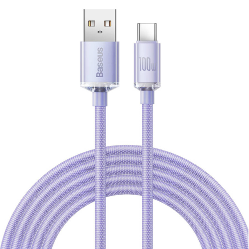 CABO BASEUS CRYSTAL SHINE BRAIDED USB-A/USB-C 100W 2M (PURPLE)