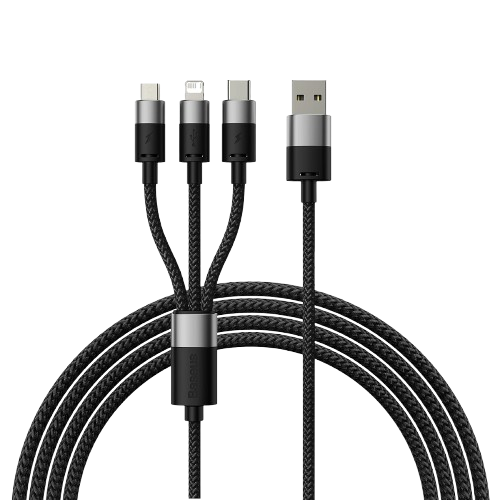 CABO BASEUS 3IN1 USB-A/USB-C+LIGHTNING +MICRO 3.5A 1.2 BLACK